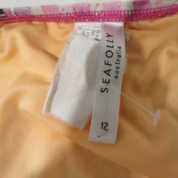 SEAFOLLY Beach Bazaar Persian Pink Patchwork Print Hipster Bikini Bottom Size 8 - Picture 10 of 12